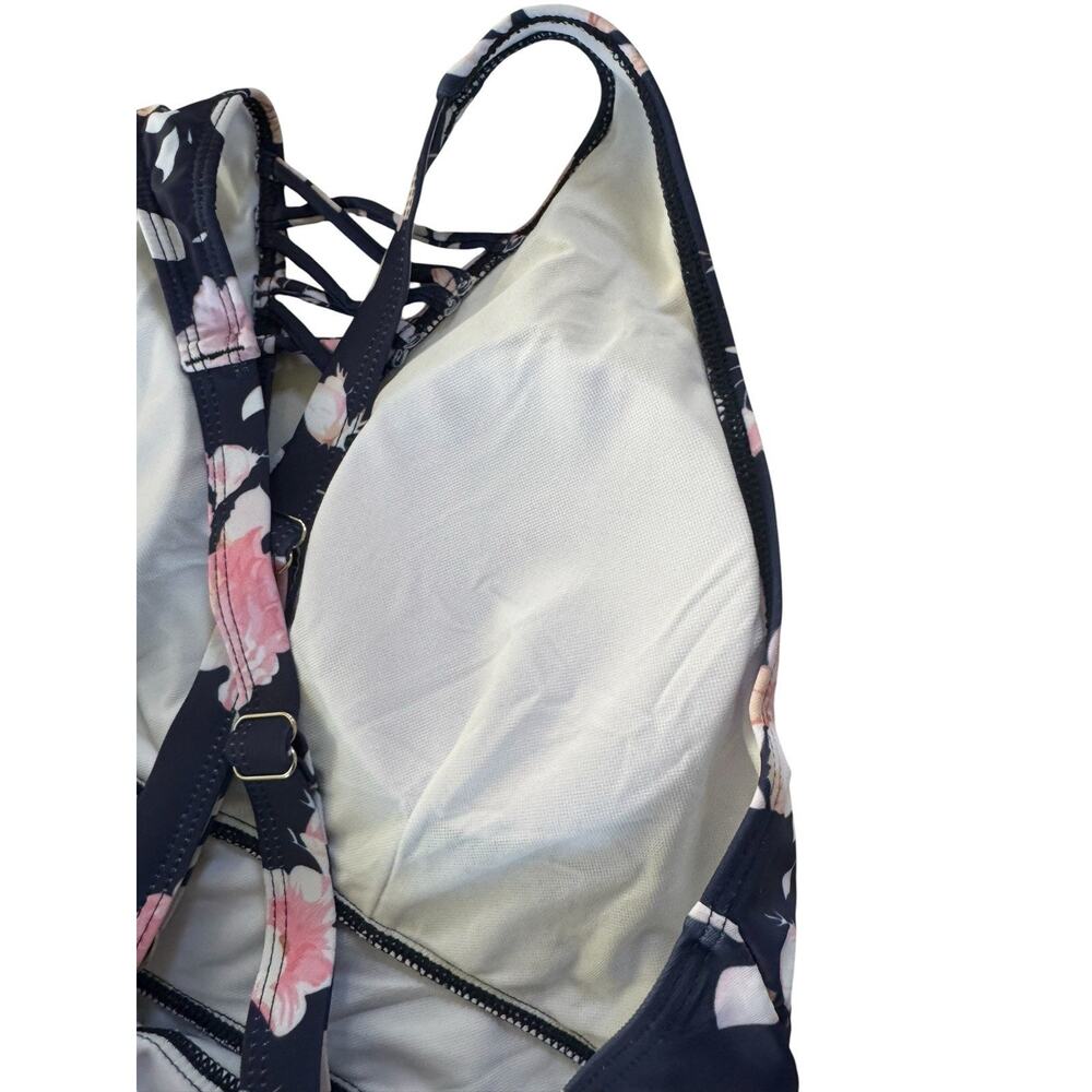 BloomChic Swim Top Womens 14-16 Blue Floral Tankini Wide Strap Padded #6938 - Picture 6 of 12